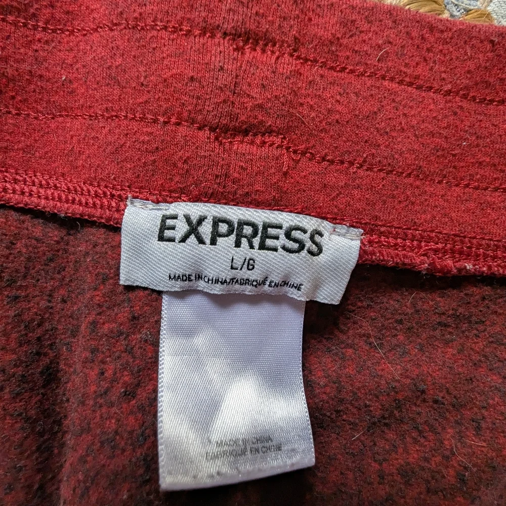 Express Red Heather Jogger Sweatpants L 17/36 Drawstring Lounge Casual Athleisur